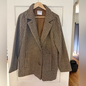 Old Navy Women's Tan Checkered Trench Coat
